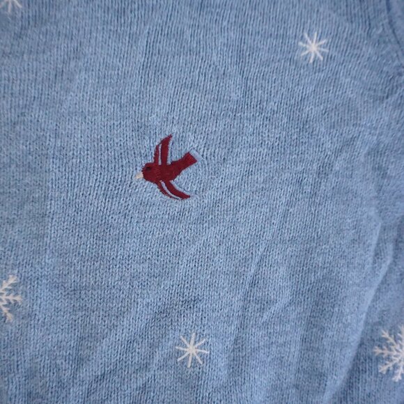Vintage CJ Banks Blue Birdhouse Snowflake Christmas Tree Knit Sweater Cabin 2X - Picture 8 of 9